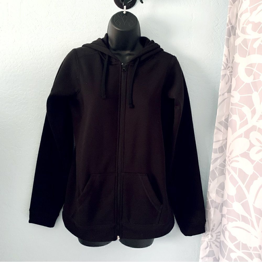 Zorrel Black Zip Front Hoodie Sweatshirt Size Small